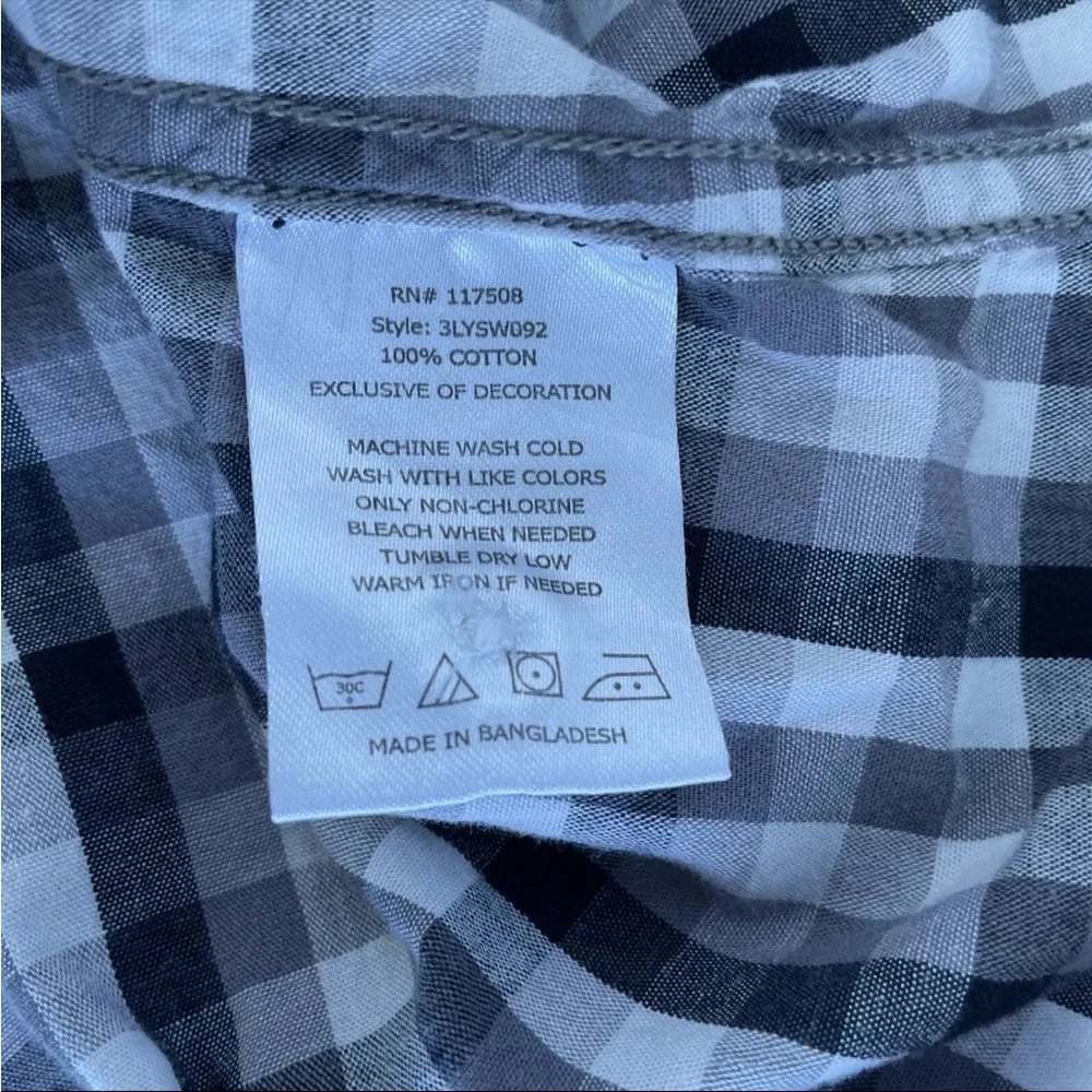 Mens Levi’s Short Sleeve Pearl Snap Shirt Sz XL‎ Black White Check Modern Fit